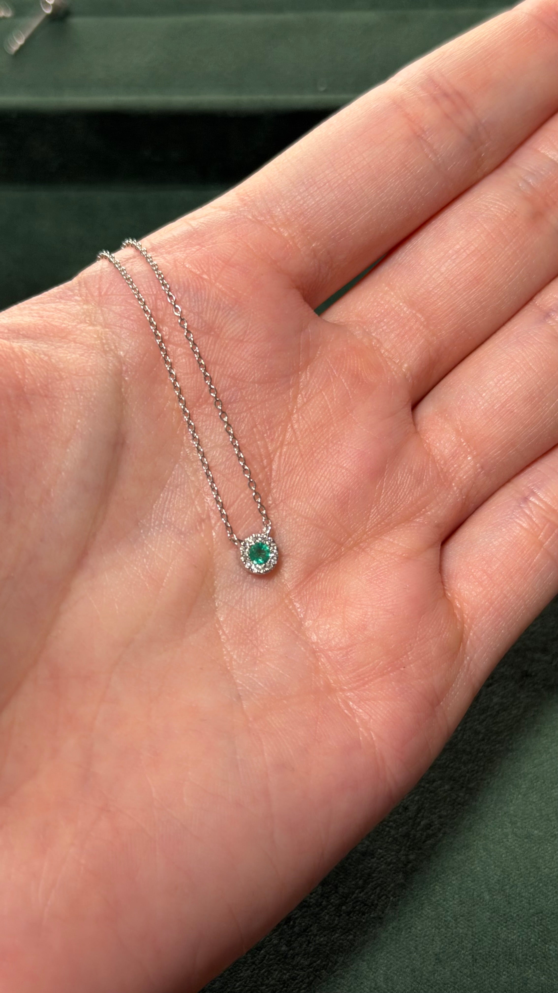 Mini Emerald and Diamond Necklace