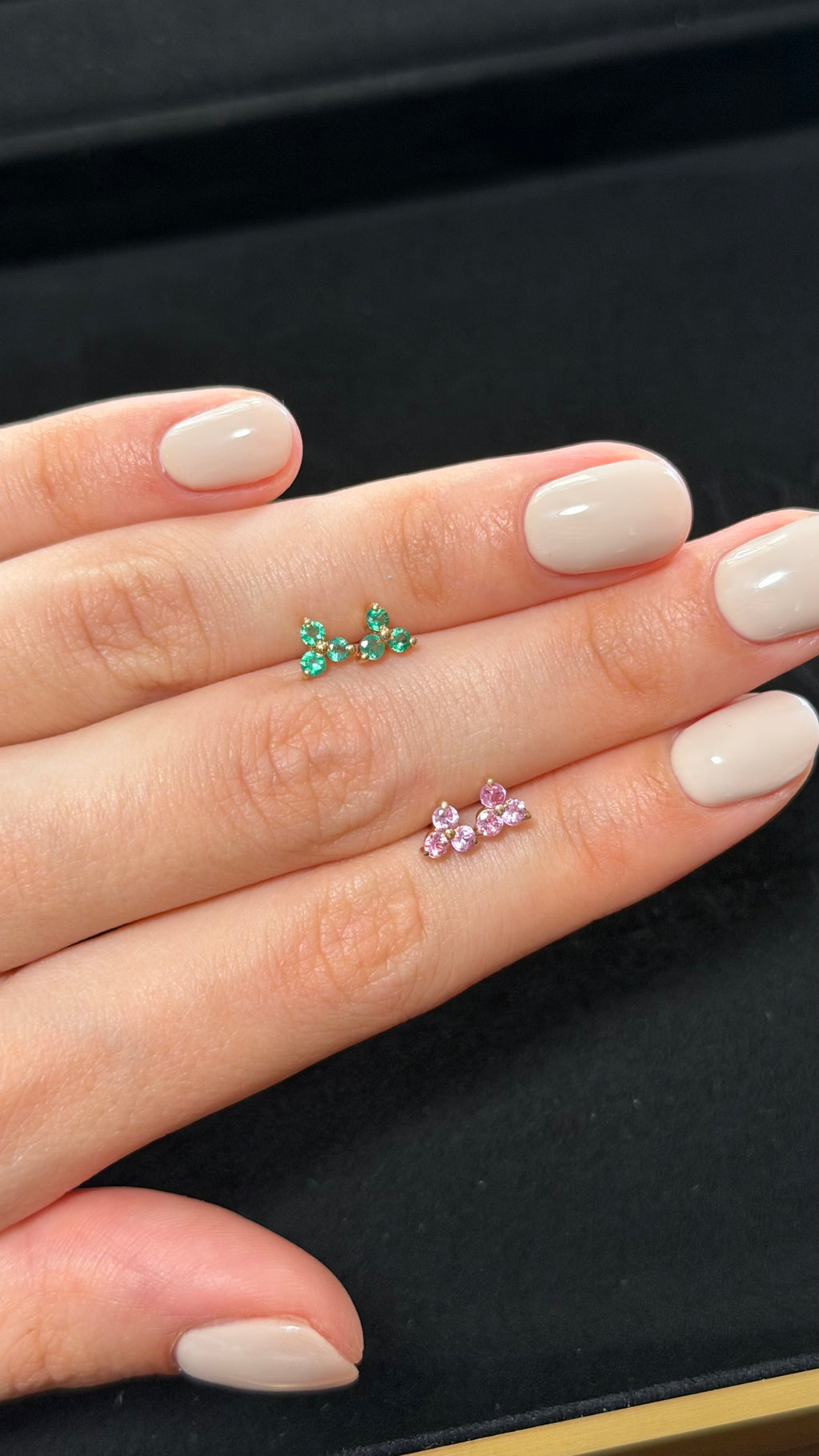 Trio Emerald Stud Earrings