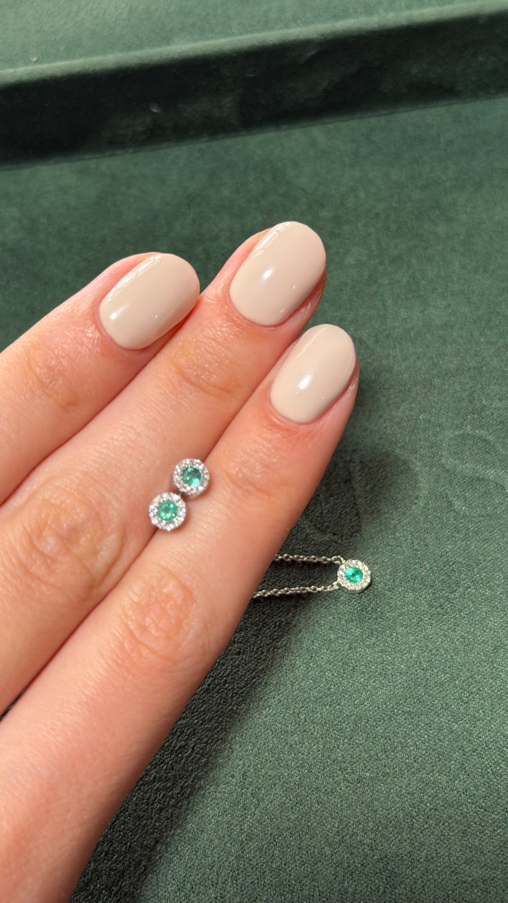 Mini Emerald and Diamond Necklace