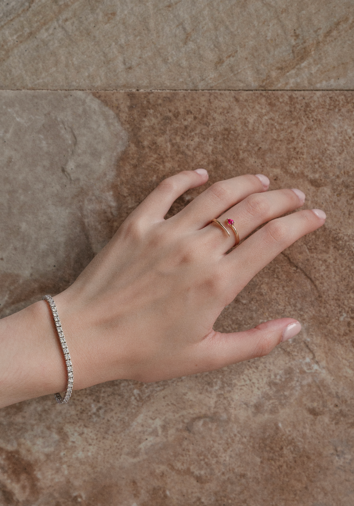 Crossover Ruby Ring
