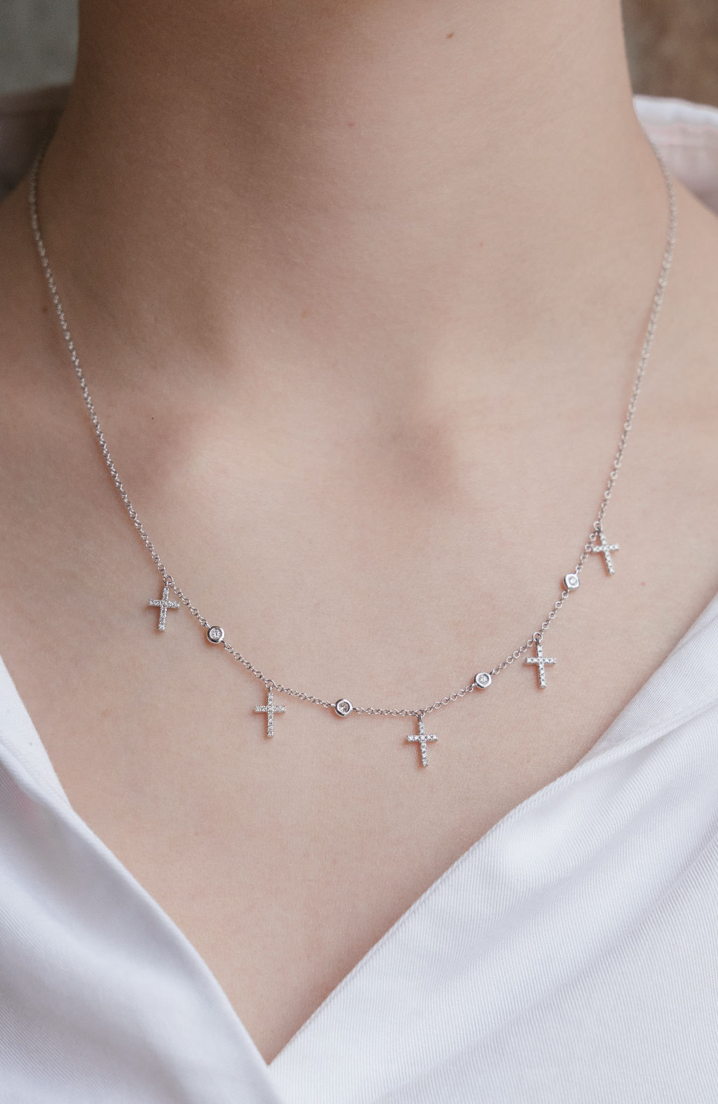 Points and Cross Diamond Necklace