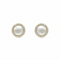 Mother of Pearl with Diamonds Round Earrings