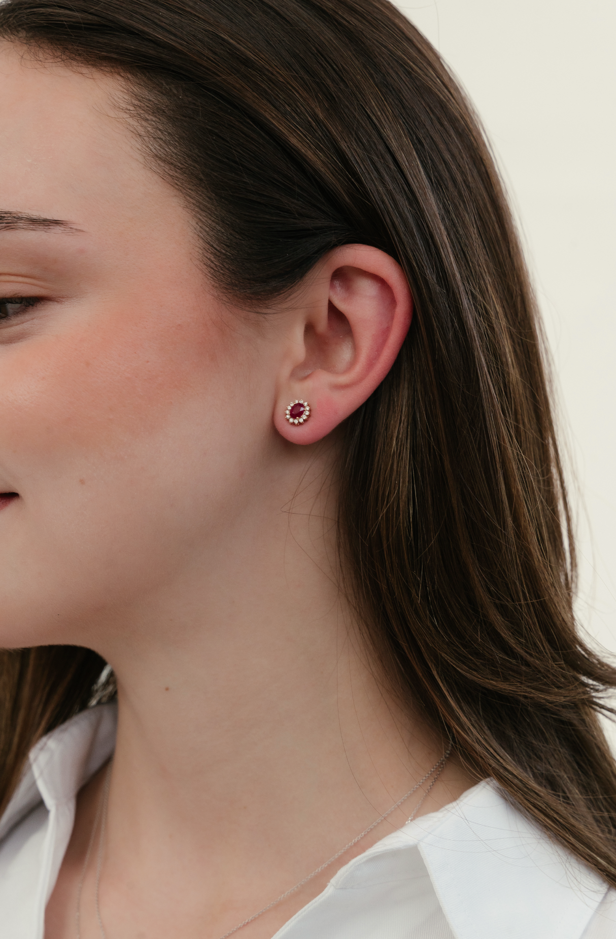 Ruby Halo Stud Earrings