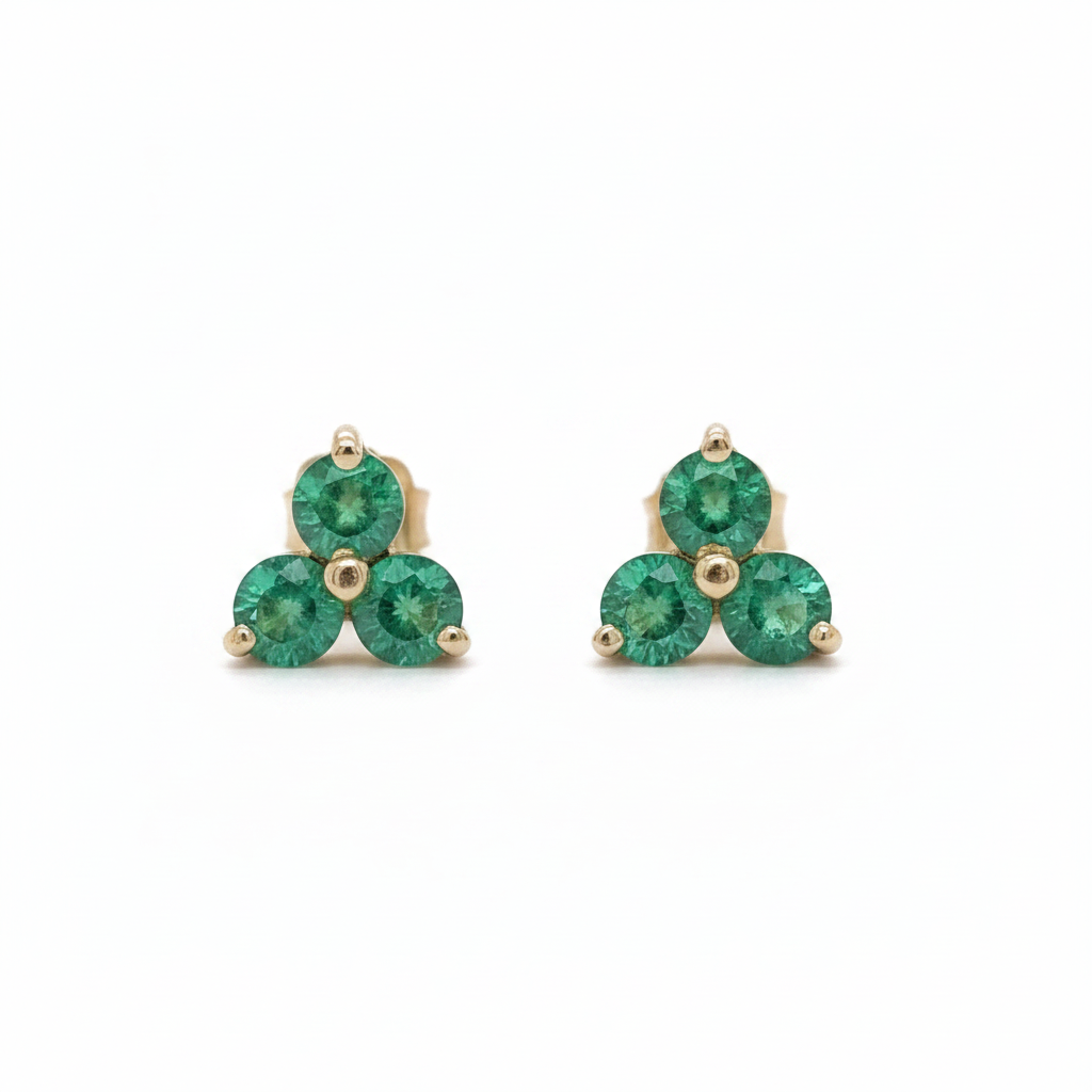 Trio Emerald Stud Earrings
