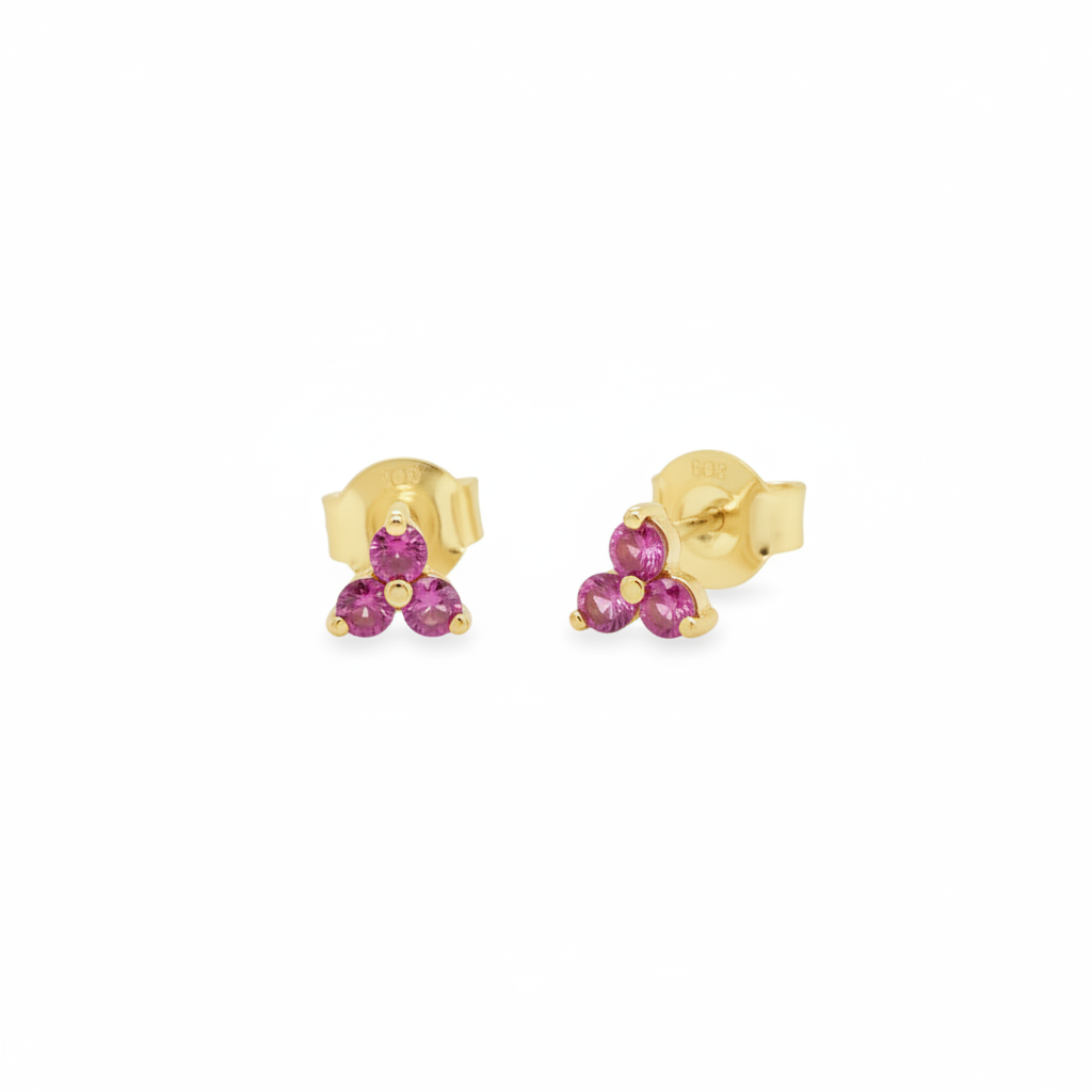 Trio Pink Sapphire Stud Earrings