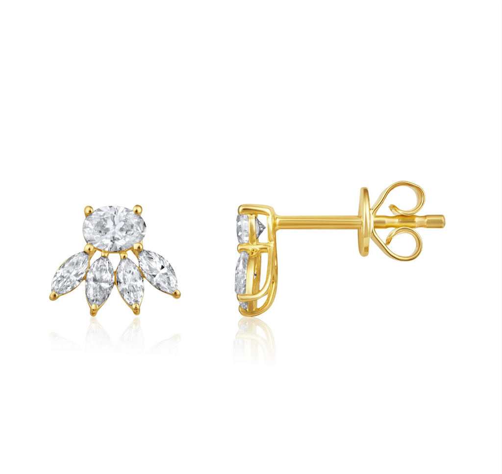 Peacock Diamond Stud Earrings
