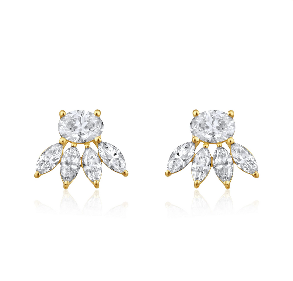 Peacock Diamond Stud Earrings