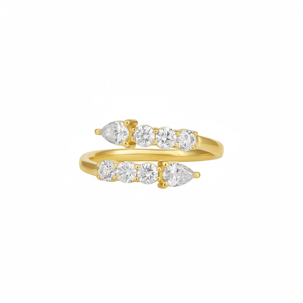 Pear & Round Diamond Bypass Ring