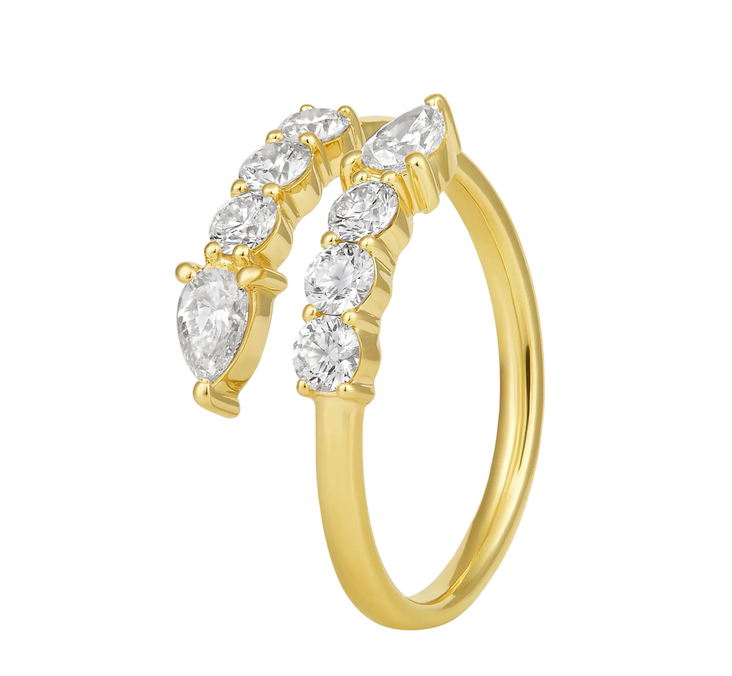 Pear & Round Diamond Bypass Ring