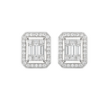 Baguette Diamond Halo Stud Earrings