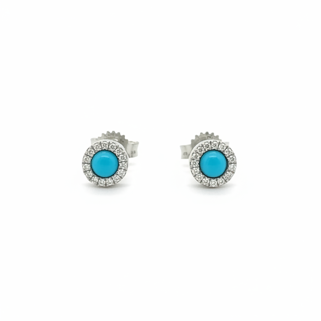 Mini Turquoise and Diamond Earring