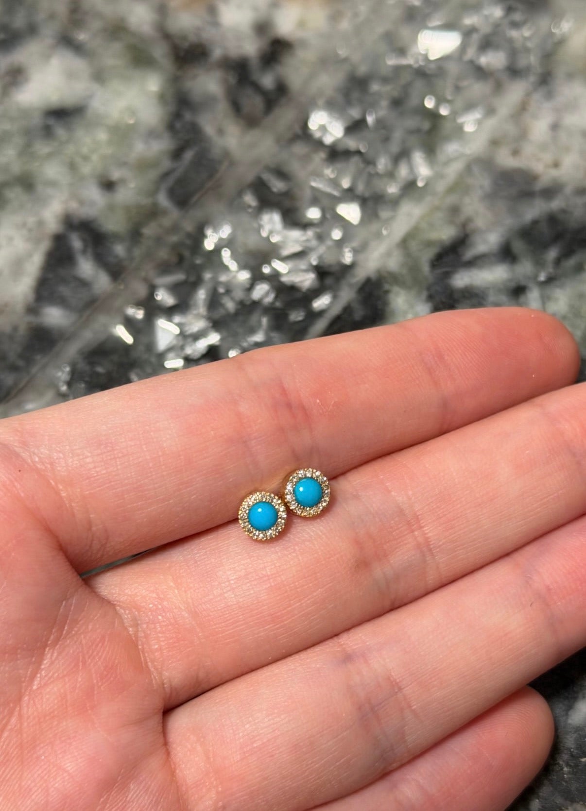 Mini Turquoise and Diamond Earring