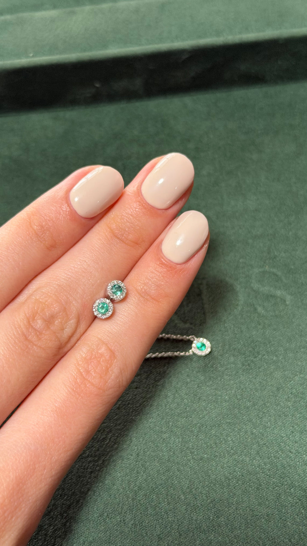 Mini Emerald and Diamond Earrings