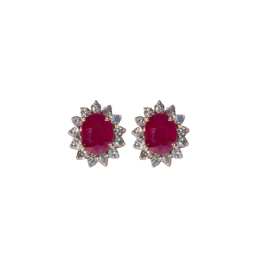 Ruby Halo Stud Earrings