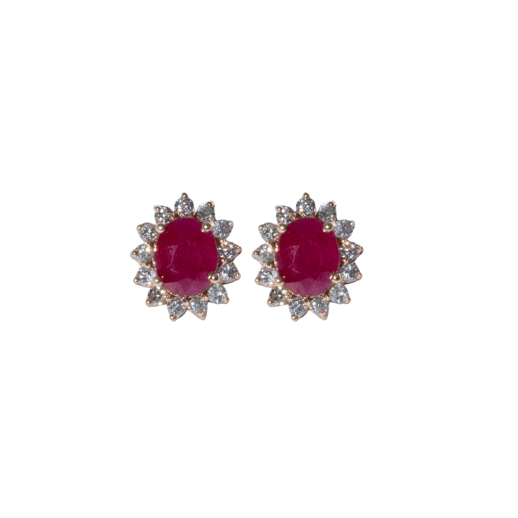 Ruby Halo Stud Earrings