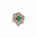 Flower Emerald and Diamond Ring